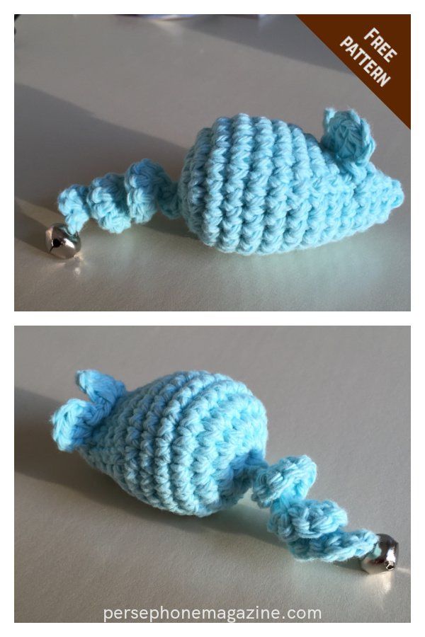 there are two pictures of a crocheted toy that is laying on the table