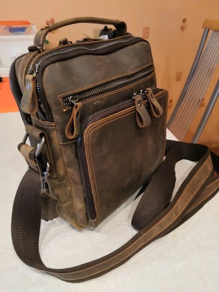 The Man Bag | Leather Satchel Purse Messenger Bag for Men – The Real Leather Company Brown Crossbody Bag For Everyday Carry, Brown Crossbody Bag For Everyday Use, Brown Everyday Carry Crossbody Bag, Brown Leather Crossbody Backpack For Everyday, Brown Leather Backpack With Zipper For Everyday, Brown Oiled Leather Shoulder Bag, Leather Shoulder Bag For Everyday Carry, Brown Leather Briefcase For On-the-go, Luxury Oiled Leather Crossbody Travel Bag