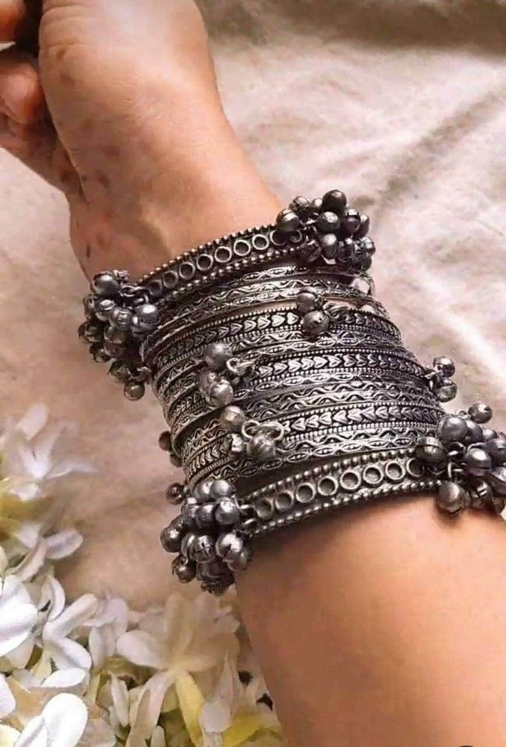 Antique Boho silver Oxidised Indian Bangle Kada Set,Black Polish, Ghungaroo bangle, German Silver, Handmade Jewelry, Gift for Her, wedding Oxodise Jewellery Bangles, Luxury Silver Fusion Chandbalis, Luxury Silver Chandbalis For Wedding, Oxidised Bangles Aesthetic, Oxidised Jewellery Bangles, Black Bangles Set, Black Metal Bangles, Oxidized Bangles, Oxidised Bangles