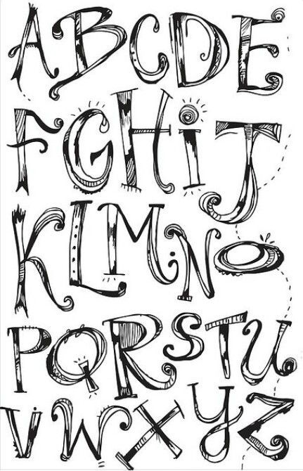 Sketchbook Fonts, Fun Fonts To Draw, Cool Lettering Fonts, Interesting Fonts, Zentangle Alphabet, Clothing Printing, Alfabet Font, Alfabet Letters, Alphabet Fonts