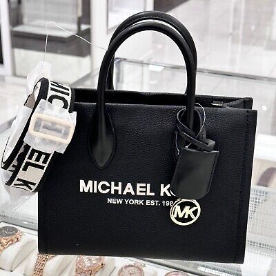 Trendy Fashion Michael Kors Mirella Small Shopper Tote Crossbody Leather Bag Black, Women's Bags Michael Kors Bag Black, High End Handbags, Crossbody Leather Bag, Mk Purse, Best Handbags, Shopping Ideas, Shopper Tote, Women's Bags, Michael Kors Bag