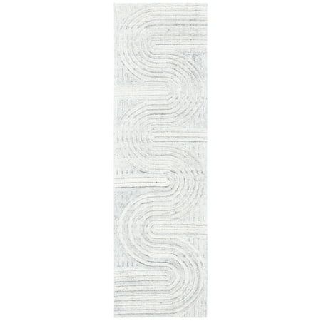 a white rug with wavy lines on it