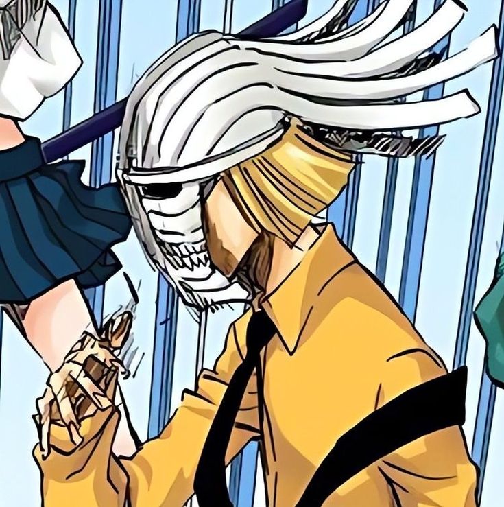 an anime character with long white hair holding a knife and looking at something in his hand