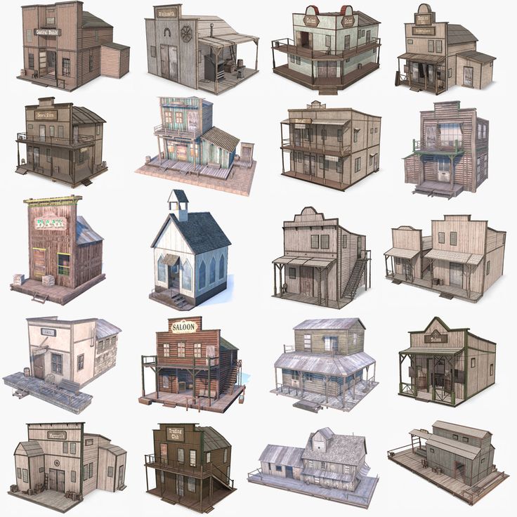 several different types and sizes of buildings