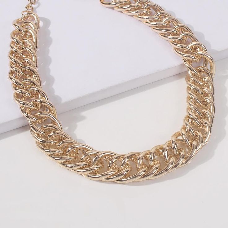 Length: 21-50cm Trendy Alloy Chain Necklace With Adjustable Chain, Trendy Adjustable Chain Necklace In Alloy, Trendy Alloy Chain Necklace, Metal Curb Chain Jewelry, Chic Alloy Choker Jewelry, Trendy Alloy Necklace With Chunky Chain, Chunky Link Chain Necklace For Party, Trendy Metal Chain Jewelry, Chic Alloy Jewelry With Adjustable Chain