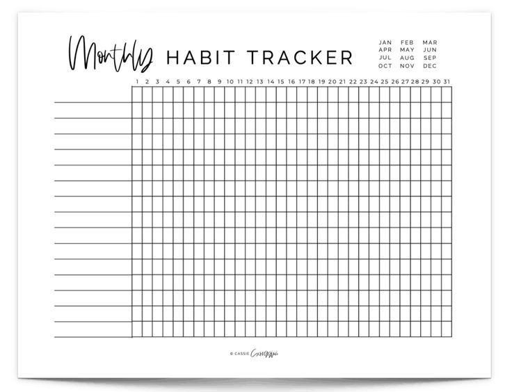 a printable habit tracker with the words habit tracker written in black ink on it