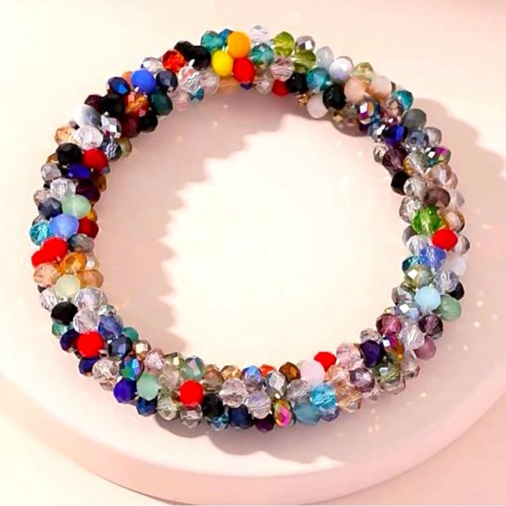 Natural Rainbow Multicolored Mixed Gemstone Crystal Faceted Beads Twisted Rope Thick Sparkling Bangle/Bracelet. Stretchy/Adjustable. Shimmers In Different Lighting! Perfect For Stacking! New. *Also Available In Silver, Gold, Navy Sapphire, Smoky Gray Apatite, Tan Aragonite, Red Garnet, & Green Amazonite Colors! If You Want It, Don’t Let It Get Away Send Me An Offer! I Love To Do Bundle Order Discounts! Adjustable Multicolor Bracelets For Party, Adjustable Multicolor Beaded Crystal Bracelet, Colorful Beaded Bracelets As Fashion Accessory, Party Stretch Bracelet With Large Beads, Elegant Multicolor Beaded Crystal Bracelet, Elegant Multicolor Stretch Bracelet For Party, Faceted Beaded Bracelets For Party, Faceted Beaded Bracelet For Party, Elegant Multicolor Beaded Bracelets With Spacer Beads