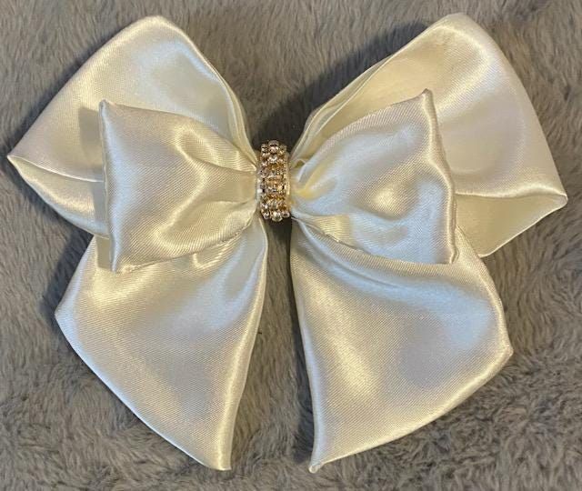 Short white satin bow hair clip Big Hair Bows, Portland Me, Bow Hair Clip, White Bow, Bow Hair, Satin Bow, Bow Hair Clips, Big Hair, White Satin