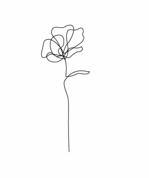 a single line drawing of a flower on a white background