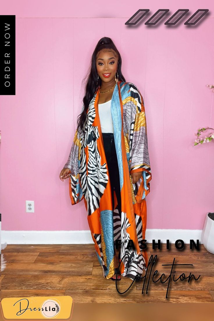 Long Outerwear Cardigan Long Sleeve Casual Coat Multicolor V-neck Outerwear For Fall, Orange Long Sleeve Cardigan For Spring, Casual Long Multicolor Outerwear, Casual Multicolor Long Outerwear, Trendy One-size Open Front Outerwear, Multicolor Outerwear For Spring Loungewear, Multicolor Wrap Outerwear For Spring, Multicolor Wrap Spring Outerwear, Spring Multicolor Wrap Outerwear