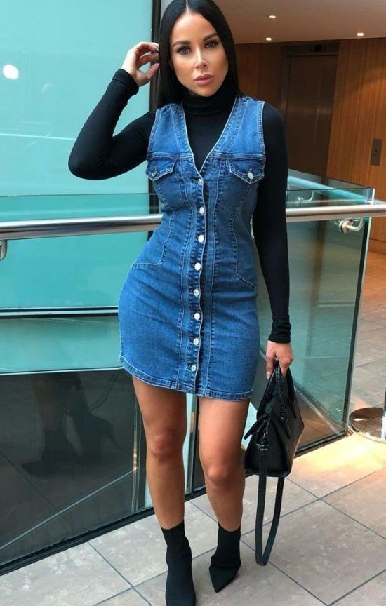 14 Denim Dresses We’re In Love With For Summer Denim Dress Outfit Winter, Jeans Dress Outfit, Short Sleeve Denim Dress, Denim Dress Outfit, Button Down Denim Dress, Denim Pinafore Dress, Denim Pinafore, Winter Dress Outfits, Denim Dresses