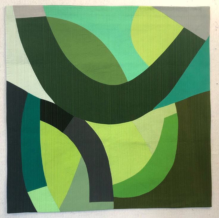 an abstract painting with green and black colors