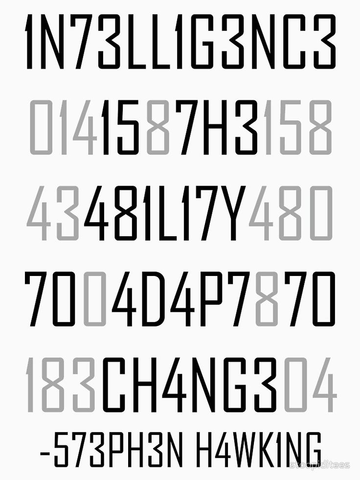 the font and numbers are arranged in different styles, including one that has been changed from black to white