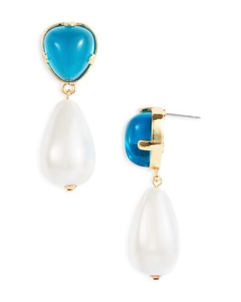 Kenneth Jay Lane Imitation Pearl & Stone Drop Earrings L Post, Stone Drop Earrings, Pearl Stone, Online Earrings, Kenneth Jay Lane, Earrings Jewelry, Jay, Made In Usa, Jewelry Accessories