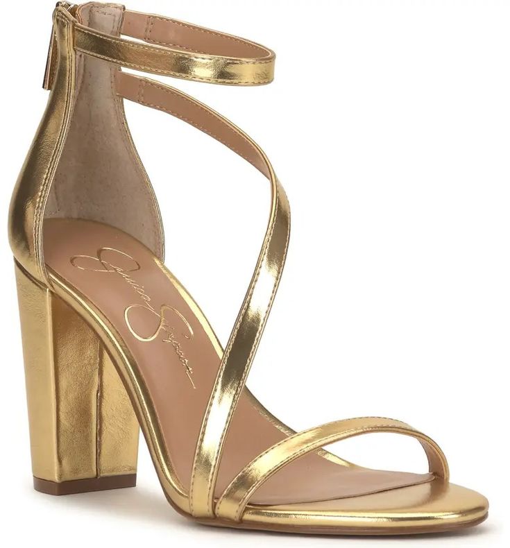 Jessica Simpson Sloyan Ankle Strap Sandal (Women) | Nordstrom Gold Block Heels With 4-inch Heel For Summer, Night Out Sandals With Sculpted Block Heel, Block Heel Sandals With Sculpted Heel For Night Out, Chic Sandals With Wrapped Block Heel, Sandals With Sculpted Heel For Night Out, Chic Sandals With Heel Loop And Block Heel, Gold Block Heel Sandals For Spring, Night Out Sandals With Wrapped Block Heel, Gold Block Heels With Sculpted Heel For Summer