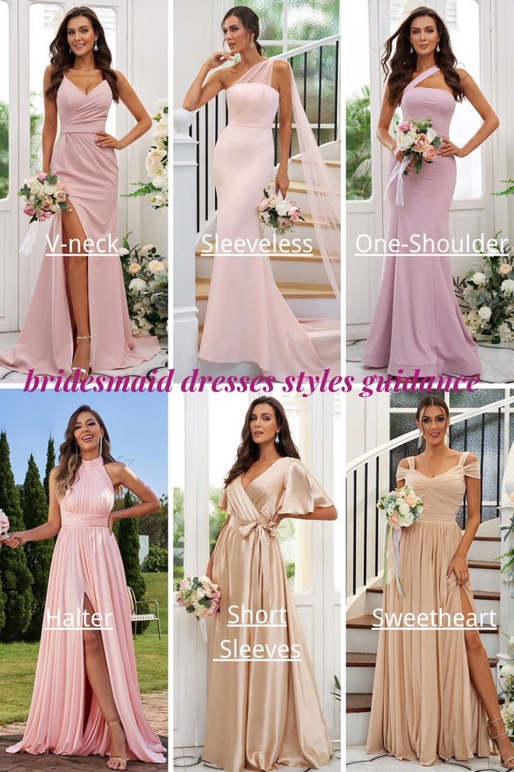 different styles of bridesmaid dresses for the brides to wear on their wedding day