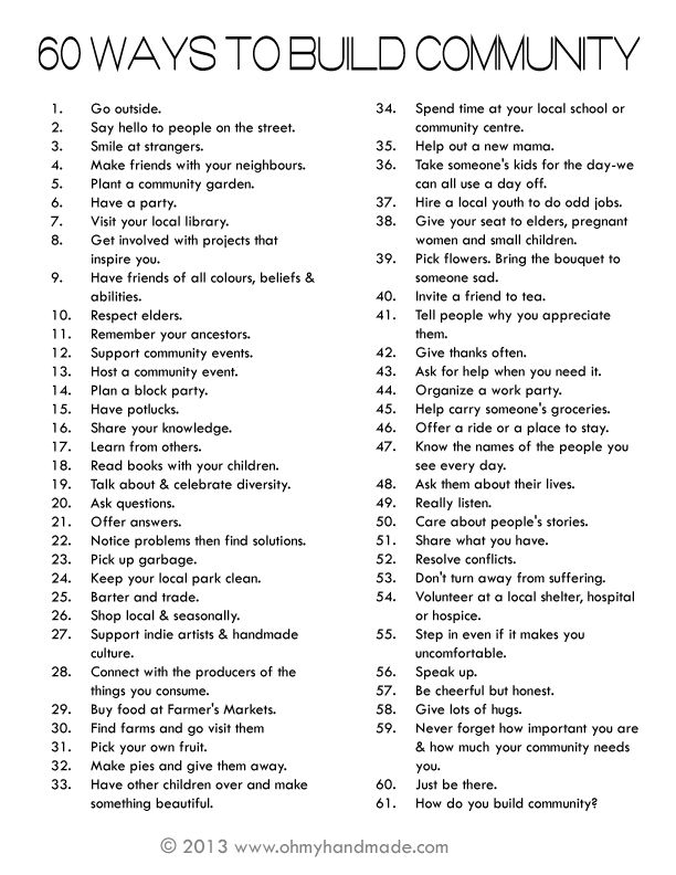 an iphone screenshot with the text, 60 ways to build community on it's screen