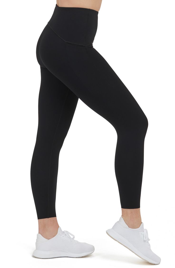 Hit the gym or run errands in sweat-wicking leggings that smooth with sculpting compression fabric featuring discreet drop-in pockets and a high waist. 91% recycled polyester, 9% spandex Machine wash, tumble dry Imported This product meets Nordstrom Sustainably Sourced Materials criteria: contains at least 30% sustainably sourced materials Micro-elastic Go-dry Tights For Workout, Athleisure Compression Tights Sweat Resistant, Compression Sweat-resistant Athleisure Tights, Compressive Full-length Activewear For Running, Micro-elastic Functional Tights For Workout, Compressive Full-length Functional Tights, Flexible Functional Tights For Workout, Sweat-resistant Compression Tights For Athleisure, Functional Micro-elastic Squat Proof Tights