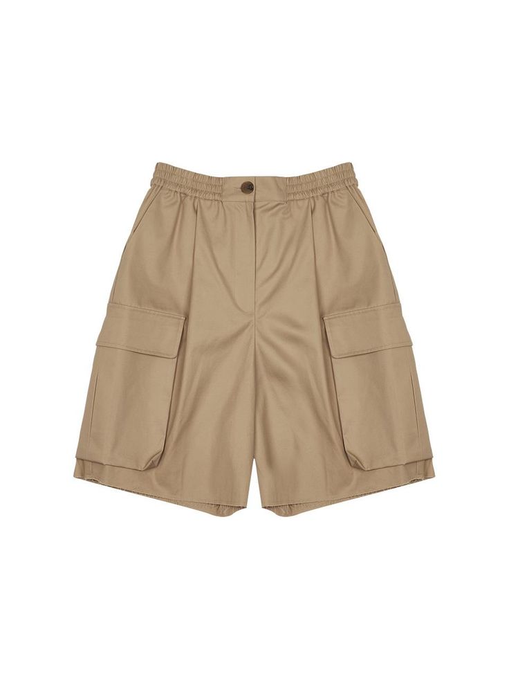 This item of clothing is a pair of shorts with a relaxed fit and an elastic waistband for a comfortable and adjustable fit. The waist is secured with a single button closure, and the material appears to be a lightweight, durable fabric suitable for casual wear or outdoor activities. There are two large patch pockets on each leg that add functionality as well as a stylistic detail. The hem of the shorts is neatly stitched, indicating a finished look.- These shorts feature an elasticated waistband that ensures a secure and flexible fit.- The design includes spacious patch pockets on the front, which are both practical and enhance the garment's casual style.- The construction of the shorts suggests a blend of comfort and durability, making them appropriate for a variety of casual settings. Cargo Half Pants, Half Pants, Neo Classic, Outdoor Activities, Casual Style, Casual Wear, Trousers, Relaxed Fit, Pants