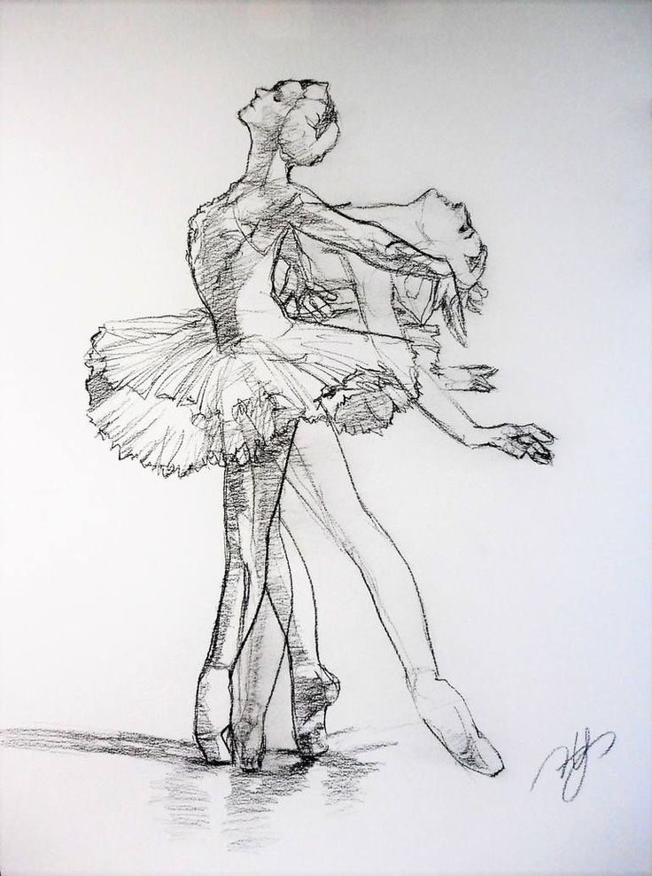 a pencil drawing of a ballerina and a dancer