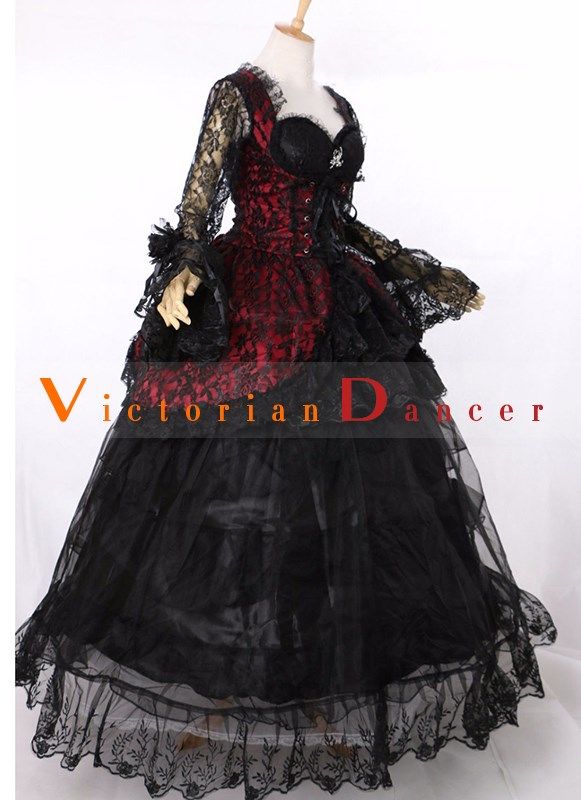 18th Century Gothic Victorian Lolita schwarz Vampire Dress   Condition: Brand New  Color: amp;nbsp; As Picture  Material: Brocade/Lace/Voile  Silhouette: Ball Gown  Sleeve Length: Long Sleeve  Dresses Length:Floor-Length  Neckline: Square Collar  Decoration: Lace  Style: Vintage  Includes: Dress Halloween Party Lace Corset Dress, Halloween Lace Corset Dress For Party, Halloween Party Underbust Corset Dress, Halloween Lace Fitted Corset Dress, Black Fitted Gothic Costume, Halloween Witchy Overbust Corset Dress, Fitted Black Gothic Costume, Witchy Halloween Overbust Corset Dress, Witchy Overbust Corset Dress For Halloween