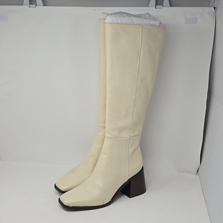 Sam Edelman Wade Knee High Block Heel Modern Ivory Color Boots Brand New Without Box Partial Zip Side 3.5" Heel Some Scuffs From Pallet See Pictures For Reference. You Have A Question Don't Hesitate To Ask. Cream Leather Heels With Square Toe, Cream Leather Square Toe Heels, Cream Leather Square-toe Heels, Cream Square Toe Leather Heels, Cream High Heel Boots With Stacked Heel, Cream Heeled Boots With Stacked Heel And Medium Width, Cream Boots With Stacked Heel And Closed Toe, Cream Wide Calf Boots With Round Toe, Cream Heeled Boots With Stacked Heel And Round Toe