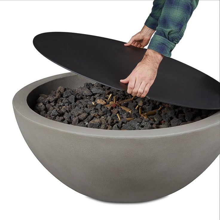 When not in use, protect the burner of your Caro 42” Fire Bowl from the elements and debris with this heavy gauge aluminum lid. Keeping out rain and dust means a longer life for your fire table. This lid serves a dual purpose and transforms your fire bowl into a functional coffee table, providing a welcoming focal point even when the fire feature is not in use. Chicago Rooftop, Propane Tank Cover, Outdoor Fire Table, Round Fire Pit, Concrete Bowl, Fire Pit Bowl, Concrete Fire Pits, Fire Pit Accessories, Fire Pit Cover