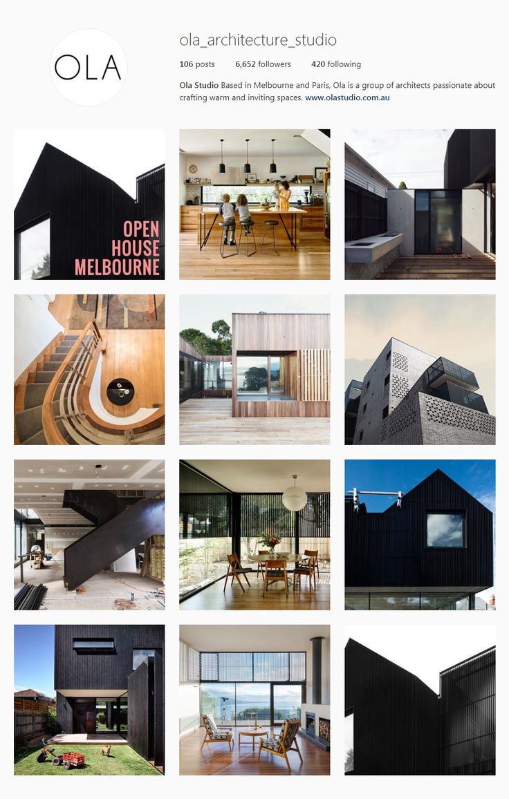 an advertisement for the ola architecture studio, with images of different houses and rooms