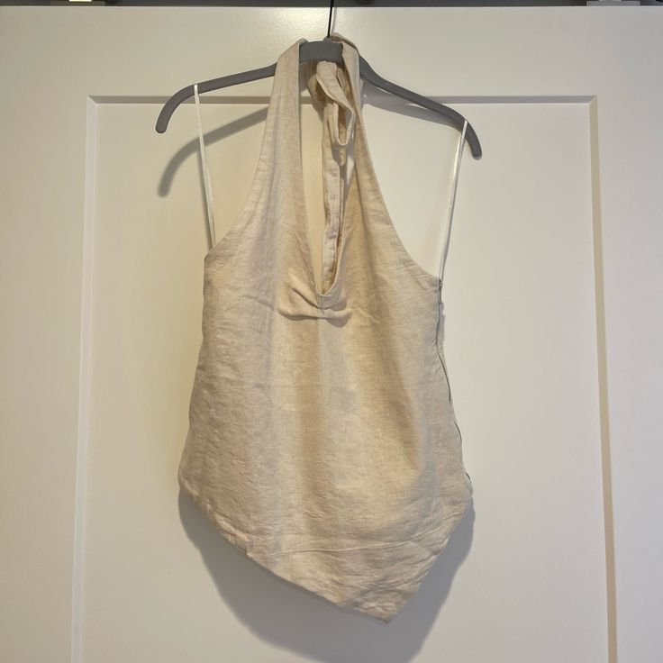 Never Worn Length: ~27 Inches Zipper Is On The Side Linen Halter Top, On The Side, Zara Tops, Halter Top, Zara, Womens Tops, Zipper, Cream, Women Shopping