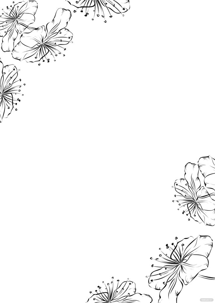 a black and white drawing of flowers with space for text on the bottom right corner