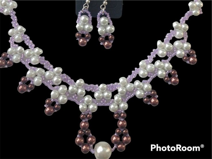 "Unique Handmade bead woven large Statement necklace and earrings set in lavender pink glass seed beads with paler glass pearls and accented with deep raspberry color glass pearls. This will come already boxed so it's the perfect gift giving idea.  Christmas will be here before you know it....start early, avoid the stress! This handcrafted beadwoven necklace jewelry is adjustable from 20\" to 22\" long to be a great opera length.  Handmade jewelry USA. Included is a matching pair of earrings.  T Handmade Lavender Beads For Gifts, Purple Round Beads Costume Jewelry, Elegant Purple Beaded Necklace With Dangling Beads, Purple Round Beaded Costume Jewelry, Purple Round Bead Costume Jewelry, Elegant Purple Jewelry With Round Beads, Purple Beaded Costume Jewelry, Pearl Spacer Beads Jewelry, Pearl Beaded Chain Dangle Jewelry