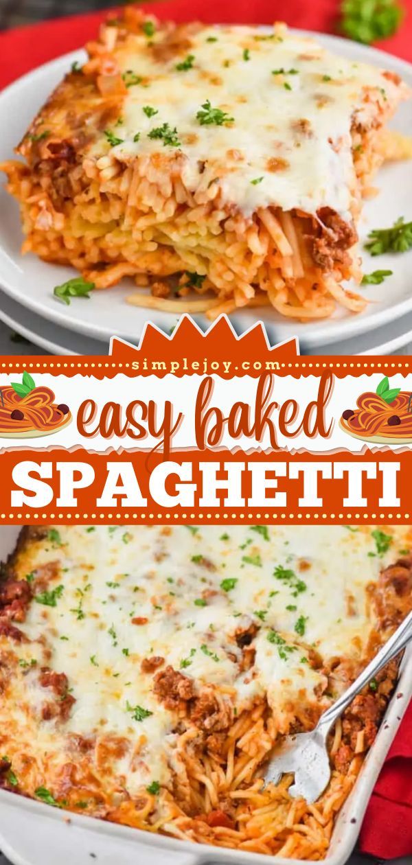 Baked Spaghetti, comfort food, tasty dinner recipes, easy meals Baked Spaghetti With No Meat, Baked Spaghetti Easy Ground Beef, The Best Baked Spaghetti, Baked Spaghetti Lasagna, Baked Beef Spaghetti, Easy Spaghetti Casserole Baked, Baked Spaghetti With Bechamel Sauce, Baked Spaghetti No Cream Cheese, Baked Spaghetti Recipes Easy