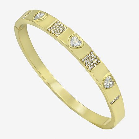 Features: Nickel Free, In A Gift BoxCircumference: 7 1/2 InchJewelry Closure: Box ClaspShape: HeartStone Cut: HeartStone Millimeter Measurement: 5 Mm Length, 5 Mm WidthMetal Color: Gold ToneCare: Wipe CleanStone Type: 59 Cubic ZirconiaBracelet Type: Bangle BraceletsMetal: 14k Gold Over BrassCountry of Origin: Imported Heart Bangle Bracelet, Bracelets Bangle, Bangle Bracelet, Bangle Bracelets, Gift Box, Bangles, Sparkle, Brass, Bracelet