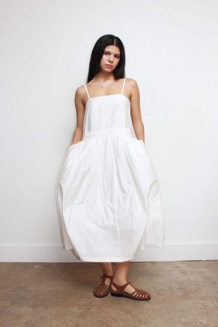 - Sleeveless dress Side Button closure Maxi Length Sleeveless Dress, White Dress, Lounge Wear, Dresses, How To Wear, White, Beauty