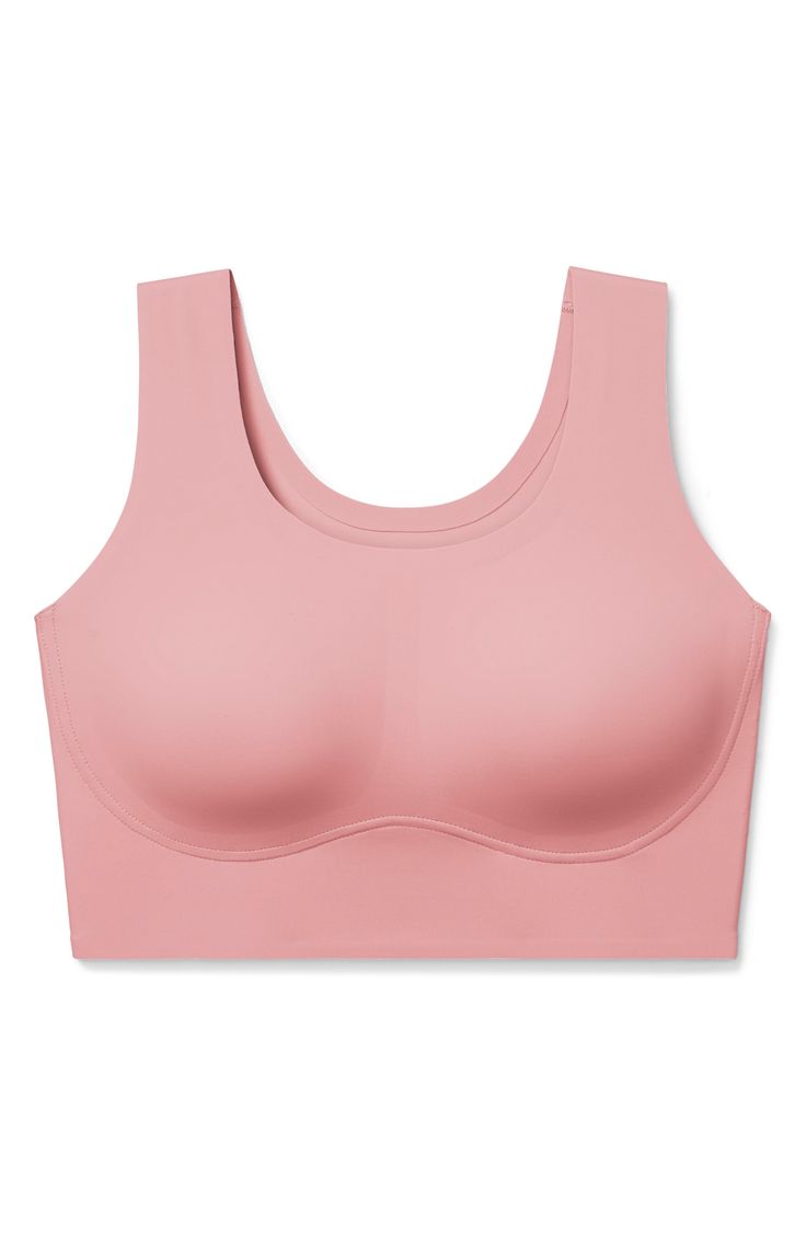 Supersoft fabric along with a wireless design give you the support you need and disappears under clothing in this comfortable bra that's ideal for those with smaller band sizes paired with larger cup sizes. Slips on over head Scoop neck Removable soft cups Partially lined 77% nylon, 23% elastane Hand wash, line dry Imported Lingerie Scoop Neck Bra With Built-in Support, No-show Medium Support Sports Bra Shapewear, Full Coverage Shaping Seamless Bra, Seamless Shaping Full Coverage Bra, Shaping Full Coverage Seamless Bra, Compressive No-show Bra With Removable Pads, Stretch Soft Touch Scoop Neck Bra, Stretch Scoop Neck Bra With Soft Touch, Supportive Seamless Scoop Neck Bra