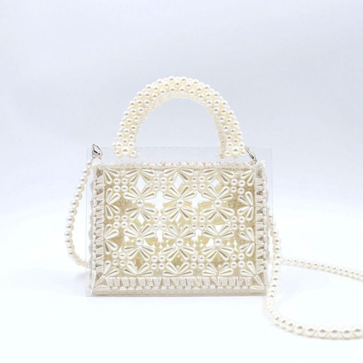 Free U.S. shipping. Style: Rhinestone & Jewelry , color:Black, suite for season：Summer, Autumn ，Going out, Hanging out, Honeymoon, Material Beads, Black and White Pearl Crossbody Beaded Bag Transparent Satchel Handbag Unique Crossbody Bag, Waist Bag Women, Pearl Flowers, Bag Transparent, Diy Bag Designs, Diy Bags Patterns, Pearl Bag, Lv Bags, Beaded Bag