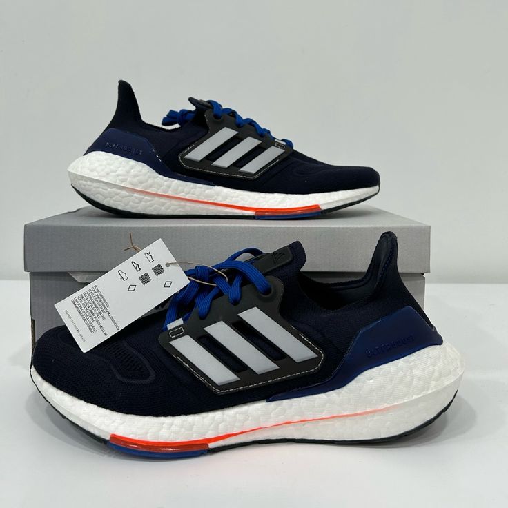 New With Tags And Box Adidas Ultraboost 22 Running Sneaker Shoe Gx6642 Blue Brand New Men Size 7.5 Navy Low-top Running Shoes With Boost Midsole, Navy Running Shoes With Boost Midsole For Streetwear, Blue Adidas Low-top Running Shoes, Blue Low-top Running Shoes With Adidas Logo, Blue Adidas Sneakers For Running Errands, Blue Adidas Logo Sneakers, Adidas Navy Sneakers For Sports, Adidas Blue Athleisure Running Shoes, Blue Adidas Athleisure Running Shoes