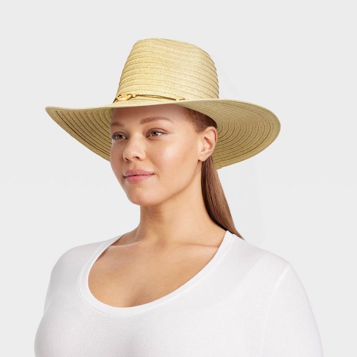 Bring a touch of style to your sunny weather outfits with this Straw Panama Hat from Universal Thread™. This on-trend Panama hat features a solid hue with beaded accents to complement your ensemble. Crafted from lightweight paper straw for all-day comfortable wear, it features an adjustable design to help you find the right fit. Plus, the four-inch wide brim keeps your face shaded from the sun's rays. Universal Thread™: Found exclusively at Target. Straw Hat For Travel To Kentucky Derby, Casual Hats For Vacation Day Out, Fedora Sun Hat For Day Out, Sunny Weather Outfits, Casual Flat Brim Sun Hat For Spring, Spring Sun Hat With Upf 50+ For Day Out, Casual Sun Hat For Vacation Day Out, Casual Hats With Uv Protection For Spring, Casual Spring Hats With Uv Protection