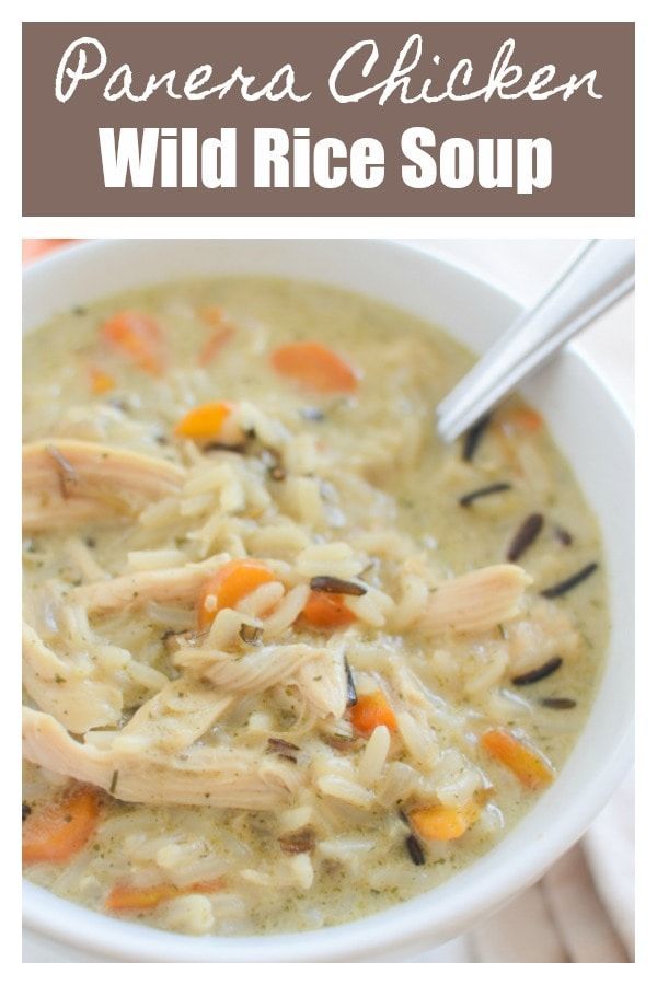 a white bowl filled with chicken wild rice soup