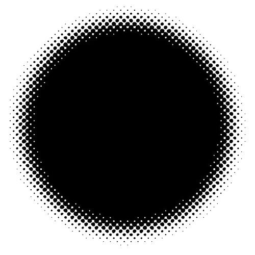 an abstract black and white background with halftone dots in the shape of a circle