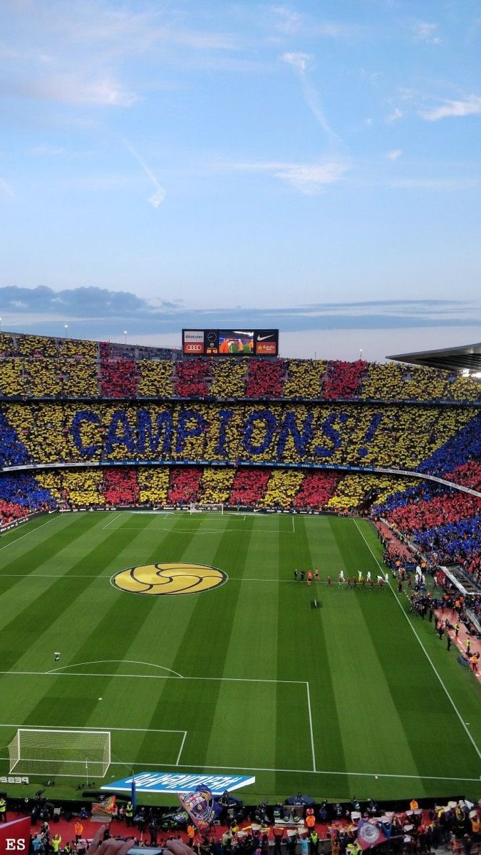 a soccer stadium filled with lots of people