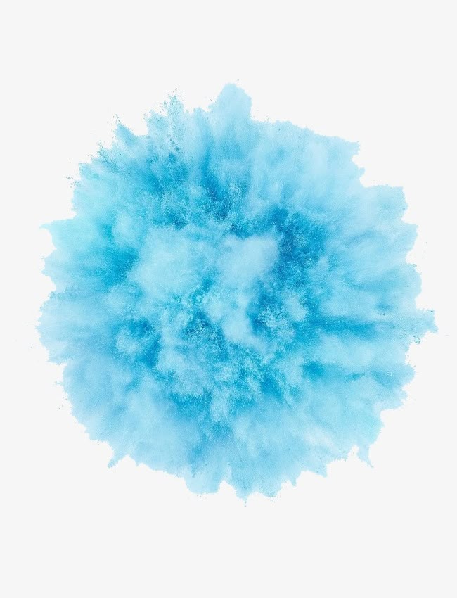 a blue powder explosion is shown against a white background