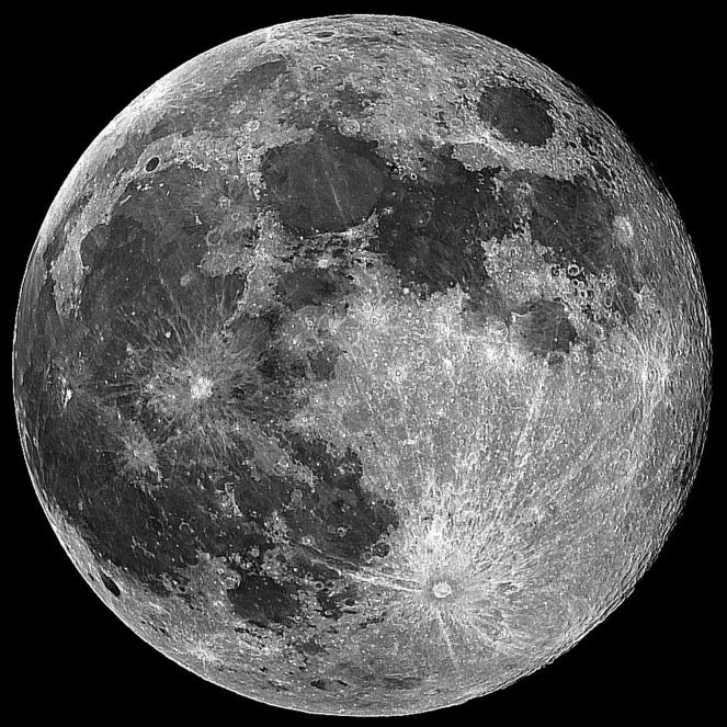 the full moon is shown in black and white