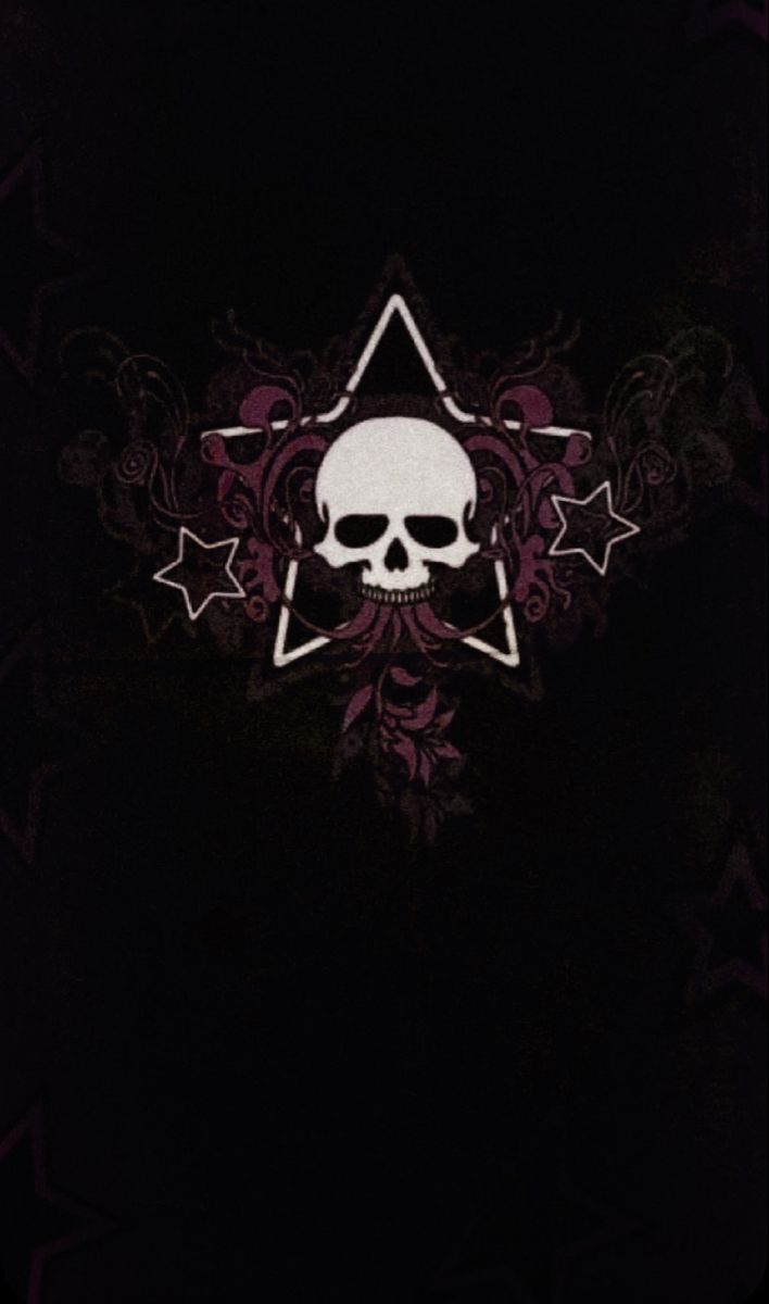 a skull and star on a black background with white stars in the middle, as well as an inverted triangle