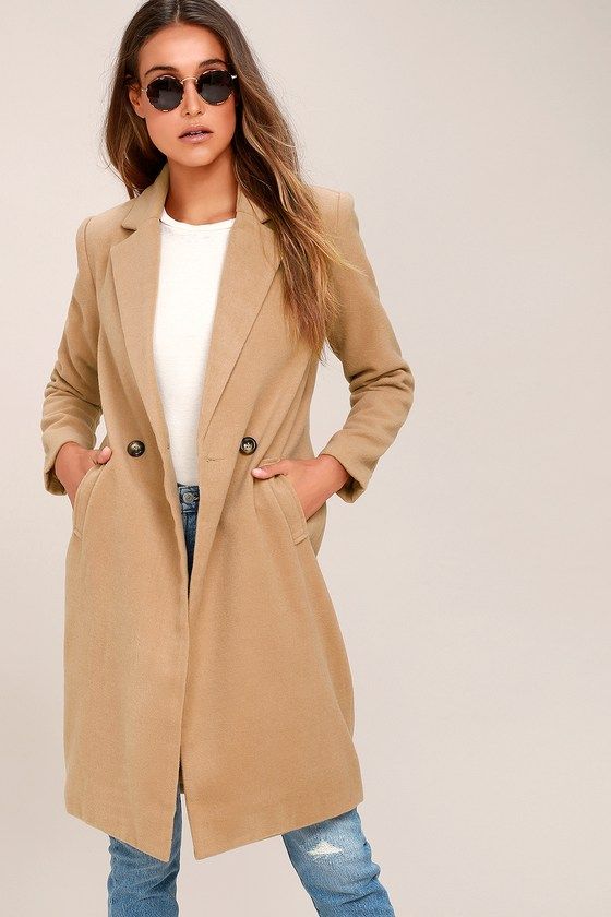 Boss Coat, Dress Coat Outfit, Tan Coat, Hooded Cardigan Sweater, Coat Outfits, Double Breasted Coat, Womens Fashion Trends, Long Coat, Coat Dress