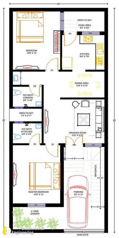 two bedroom house plan with floor plans