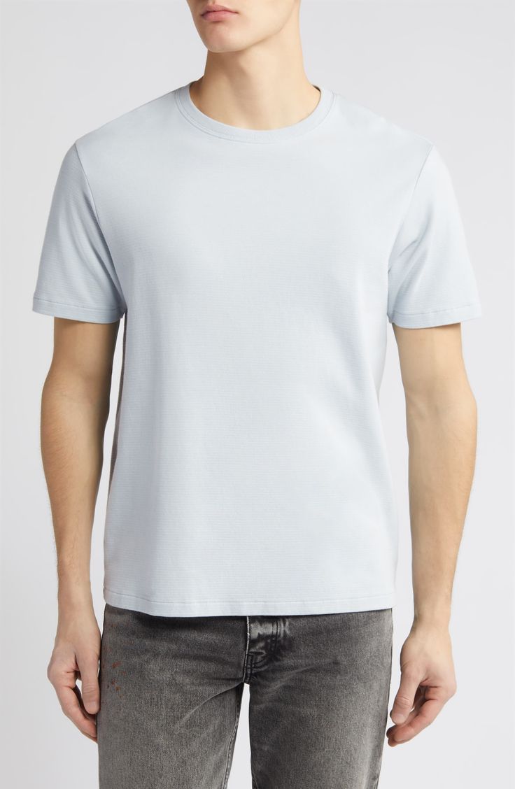 Go for a laid-back look in this pure-cotton T-shirt that's begging for the weekend. 28" length (size Medium) Crewneck Short sleeves 100% cotton Machine wash, tumble dry Imported Basic Relaxed Fit Pima Cotton T-shirt, Casual Blue Organic Cotton T-shirt, Summer Everyday Washed Blue T-shirt, Cotton Graphic Tee For Casual Gatherings, Washed Blue Cotton Tops For Casual Gatherings, Washed Blue Cotton Top For Casual Gatherings, Everyday Washed Blue Cotton Tops, Washed Blue Cotton Crew Neck Top, Relaxed Fit Washed Blue T-shirt For Everyday