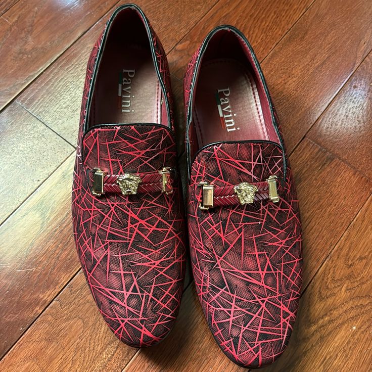 Brand New Never Used Red Loafers Red Formal Dress Shoes For Spring, Red Spring Formal Dress Shoes, Red Closed Toe Slip-ons For Spring, Red Round Toe Slip-ons For Spring, Burgundy Slip-on Loafers With Red Sole, Red Slip-ons For Summer, Red Leather Dress Shoes For Spring, Spring Red Leather Dress Shoes, Spring Loafers With Red Sole And Closed Toe