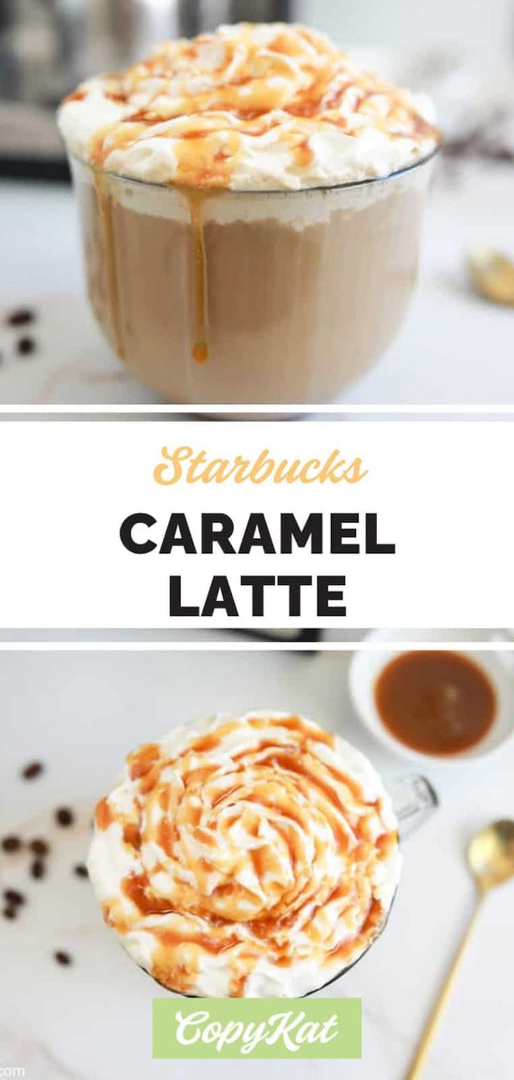 caramel latte with whipped cream on top