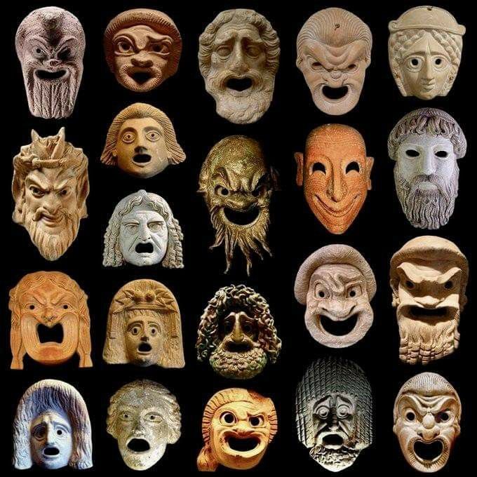 many different types of masks with faces on them